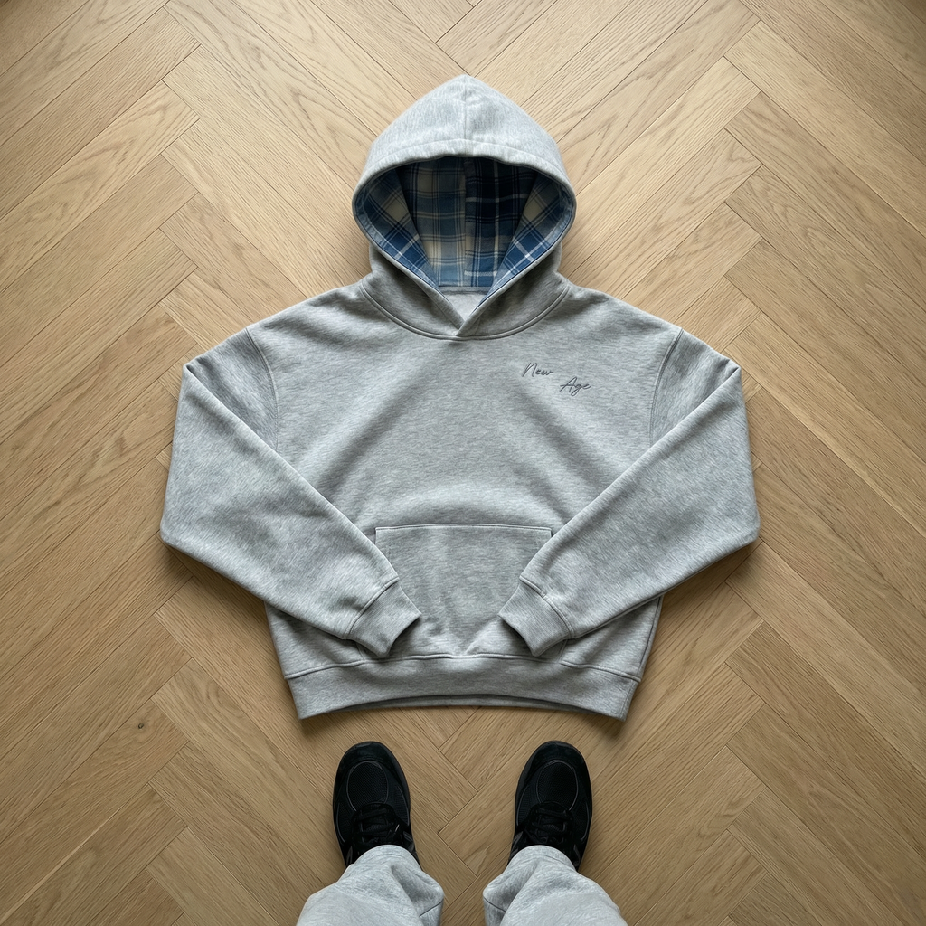 Grey Plaided Hoodie