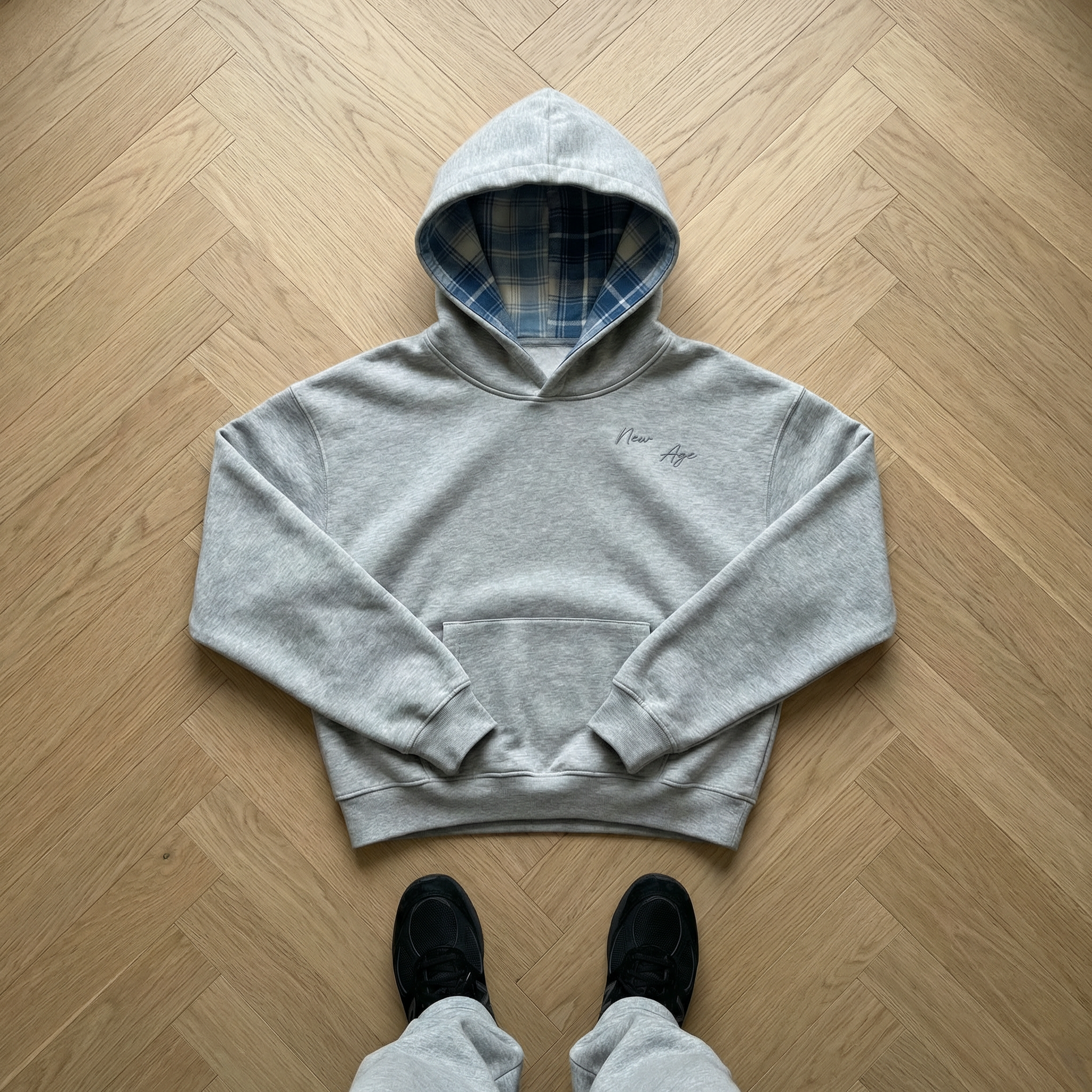 Grey Plaided Hoodie