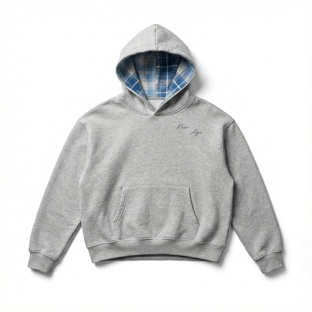 Grey Plaided Hoodie